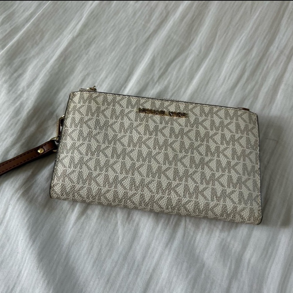 Michael Kors Beige Monogram Wristlet